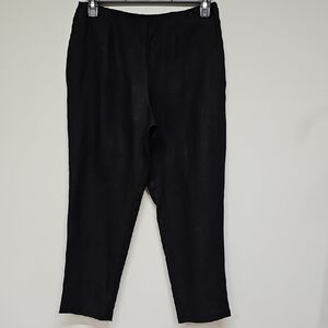 Eileen Fisher Flat Front Pants, Side Zip, Irish Linen, Black, Size Medium, NEW